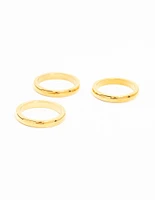 Waterproof Gold Plated Stainless Steel Band Rings 3-Pack