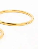 Waterproof Gold Plated Stainless Steel Fine Band Rings 2-Pack