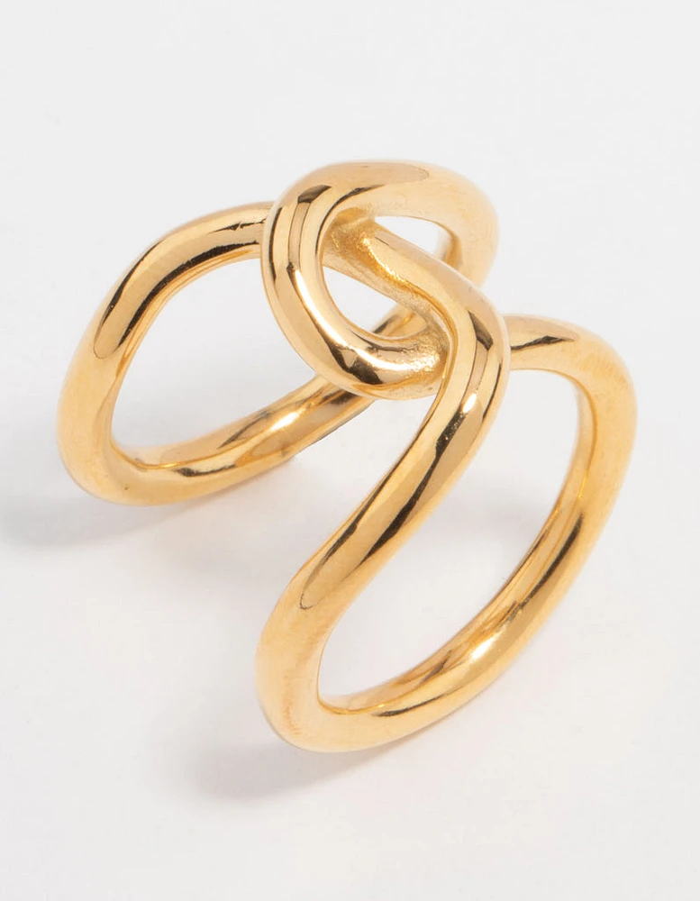 Waterproof Gold Plated Stainless Steel Knotted Wrap Ring