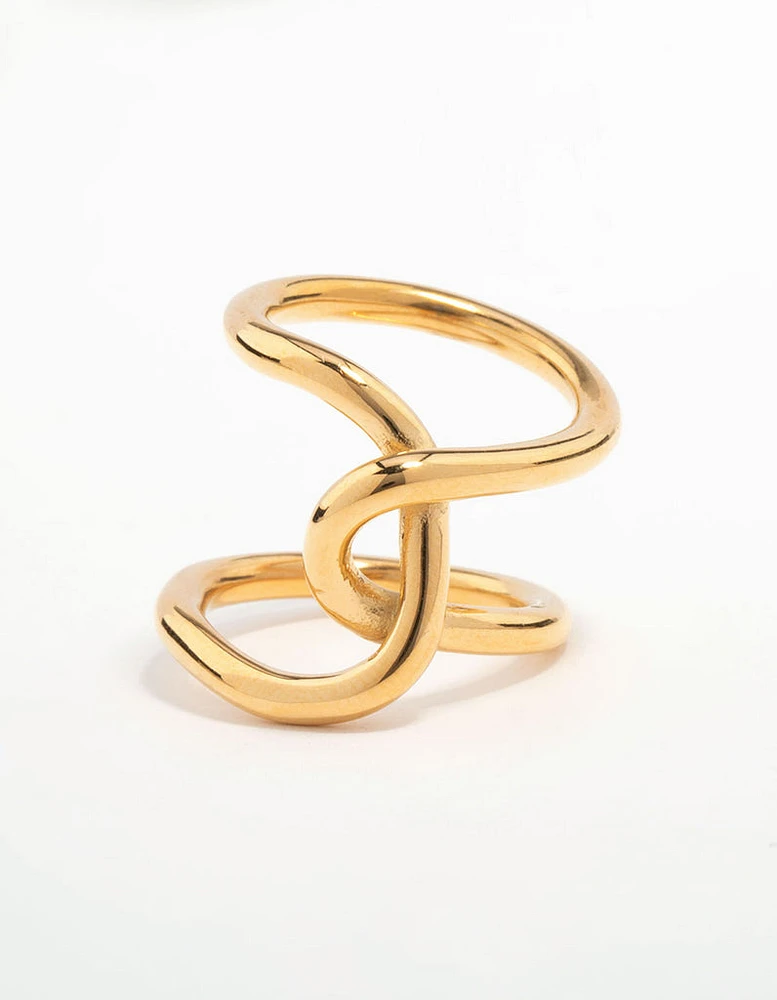 Waterproof Gold Plated Stainless Steel Knotted Wrap Ring