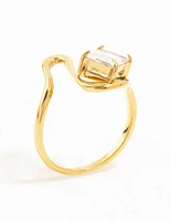 Waterproof Gold Plated Stainless Steel Wavy Statement Ring