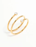 Waterproof Gold Plated Stainless Steel Diamante Coil Ring