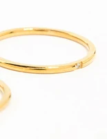 Waterproof Gold Plated Stainless Steel Fine Band Rings 2-Pack