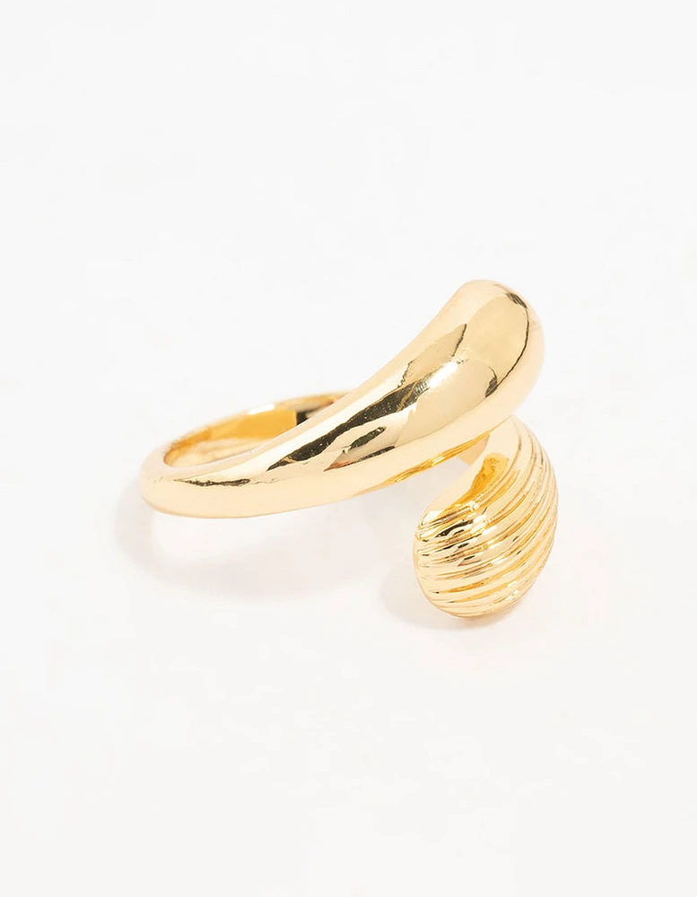 Gold Plated Textured Double Wrapped Ring