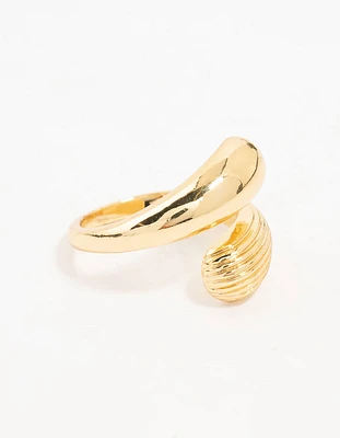 Gold Plated Textured Double Wrapped Ring