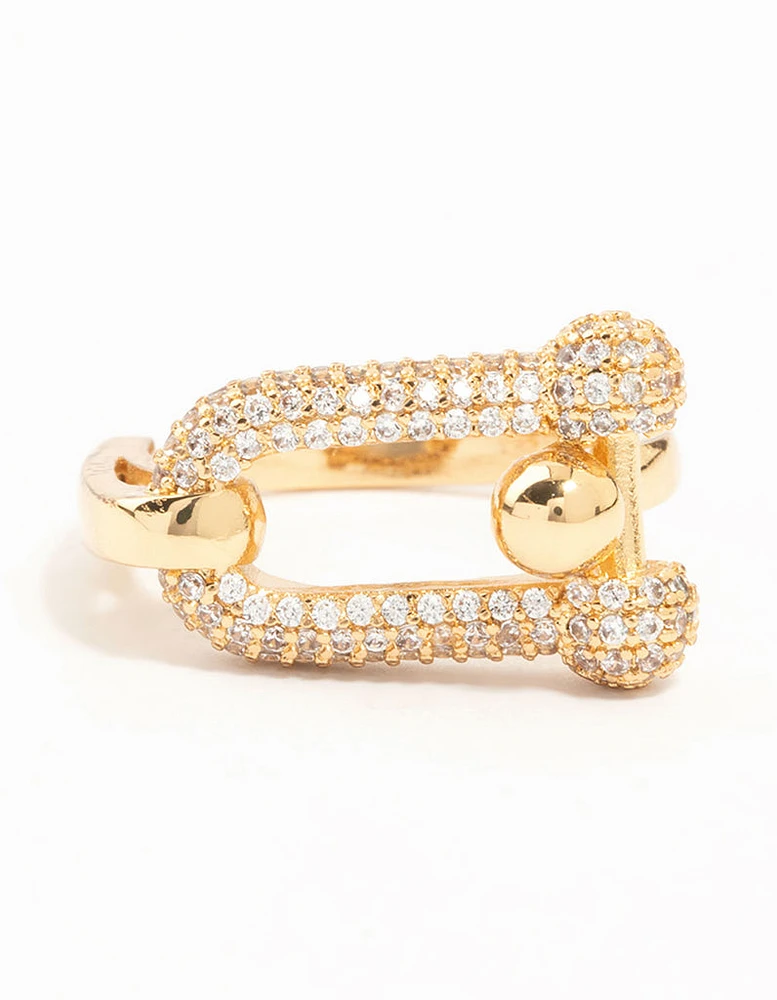 Gold Plated U Link Cubic Zirconia Ring