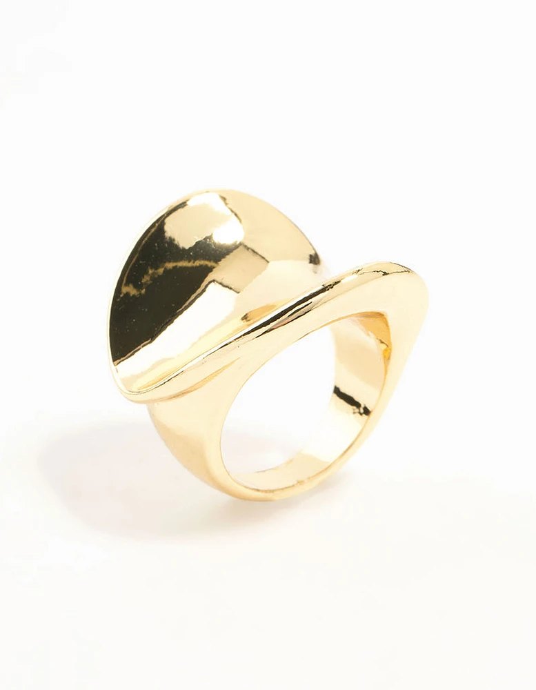 Gold Plated Statement Wave Ring