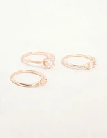 Rose Gold Plated Cubic Zirconia Stacking Rings 3-Pack