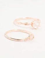 Rose Gold Plated Cubic Zirconia Stacking Rings 3-Pack