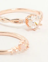 Rose Gold Plated Cubic Zirconia Stacking Rings 3-Pack