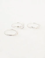 Silver Plated Cubic Zirconia Stacking Rings 3-Pack