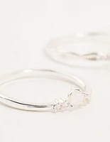 Silver Plated Cubic Zirconia Stacking Rings 3-Pack