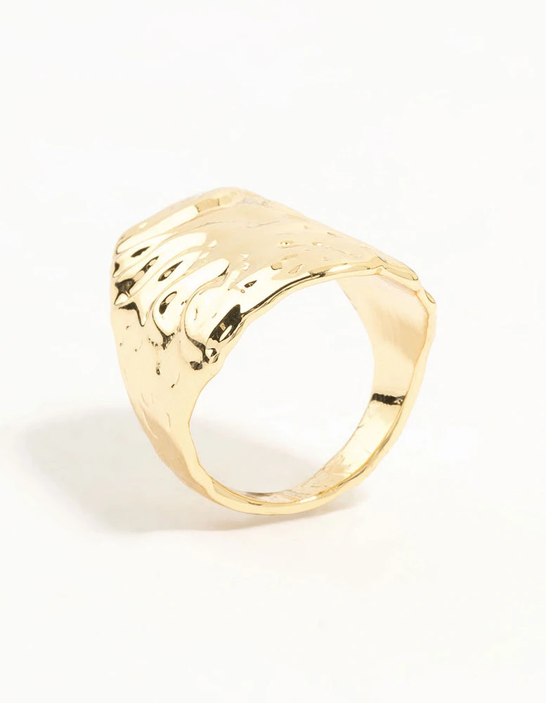 Gold Plated Molten Shield Ring