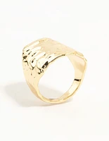 Gold Plated Molten Shield Ring