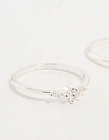 Silver Plated Dainty Cubic Zirconia Stacking Rings 2-Pack