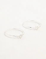 Silver Plated Dainty Cubic Zirconia Stacking Rings 2-Pack