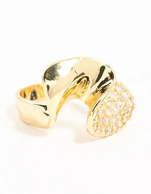 Gold Plated Cubic Zirconia Twisted Ring