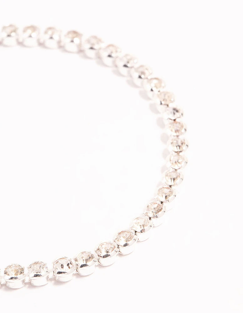 Silver Round Diamante Tennis Bracelet