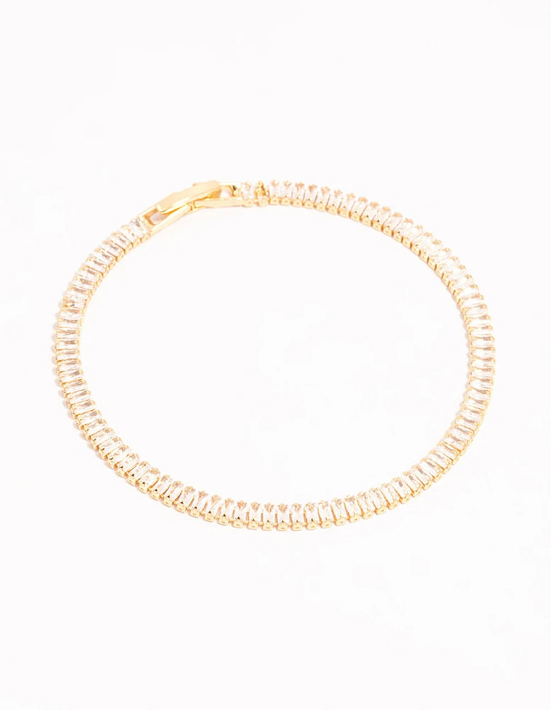 Gold Baguette Cut Cubic Zirconia Bracelet