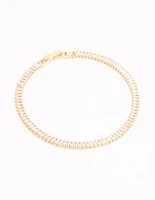 Gold Baguette Cut Cubic Zirconia Bracelet