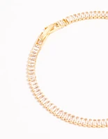 Gold Baguette Cut Cubic Zirconia Bracelet