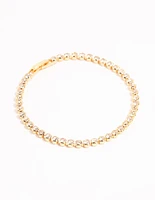 Gold Round Diamante Tennis Bracelet