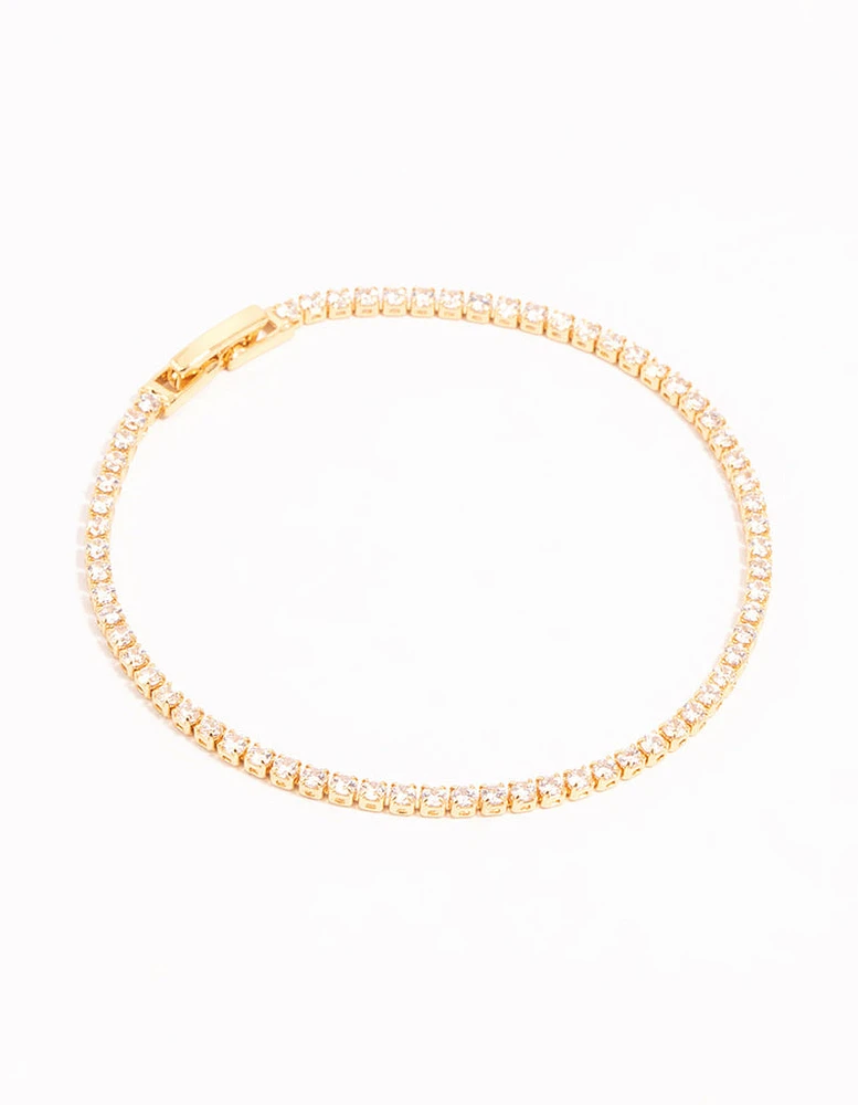 Gold Mini Round Cubic Zirconia Bracelet