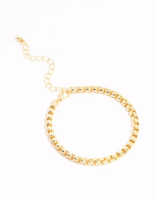 Gold Round Detail Chain Bracelet