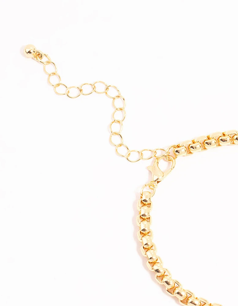 Gold Round Detail Chain Bracelet