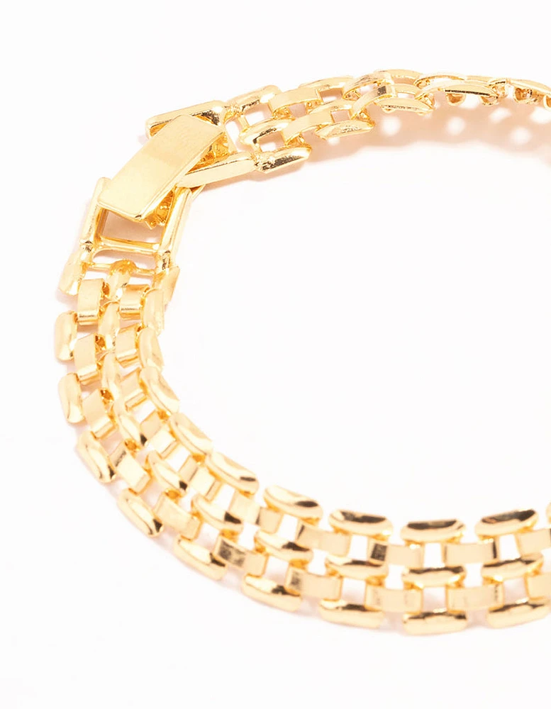 Gold Watch Link Style Chain Bracelet