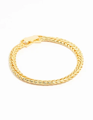 Gold Flat Wide Curb Chain Bracelet