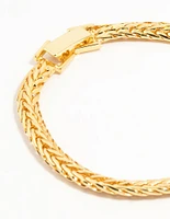 Gold Flat Wide Curb Chain Bracelet