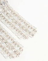 Silver Cubic Zirconia Cup Chain Silver Drop Earrings