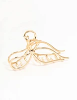 Large Gold Open Bow Claw Clip