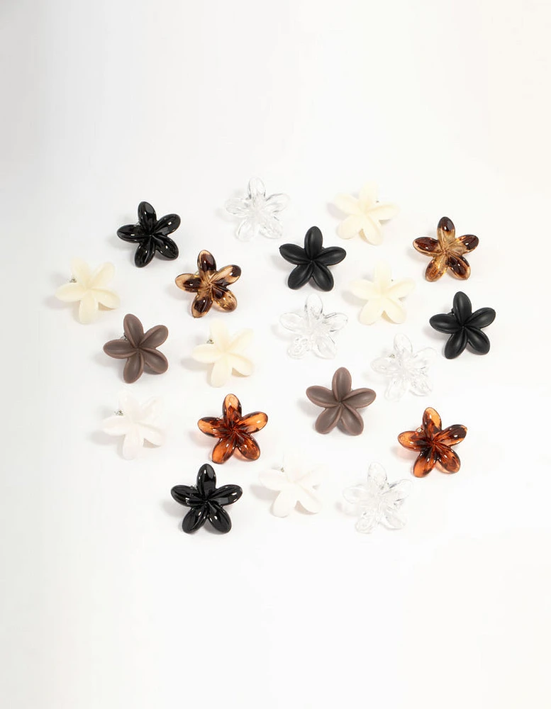 Mini Neutral Frangipani Claw Clips 10-Pack