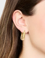 Waterproof Gold Plated Stainless Steel Rounded Square Hoop Earrings