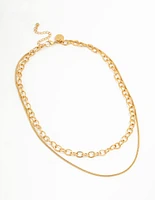 Waterproof Gold Plated Stainless Steel Layered Chain Necklace