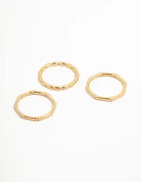 Waterproof Gold Plated Stainless Steel Bamboo Rings 3-Pack