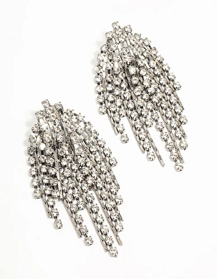 Gunmetal Diamante Cup Chain Drop Earrings