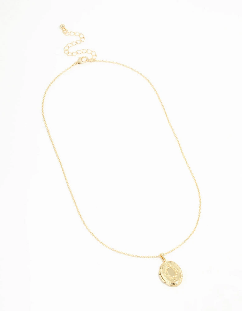 Gold Plated Oval Locket Necklace