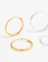 Gold Plated Sterling Silver Mixed Hoop Earrings 2-Pack