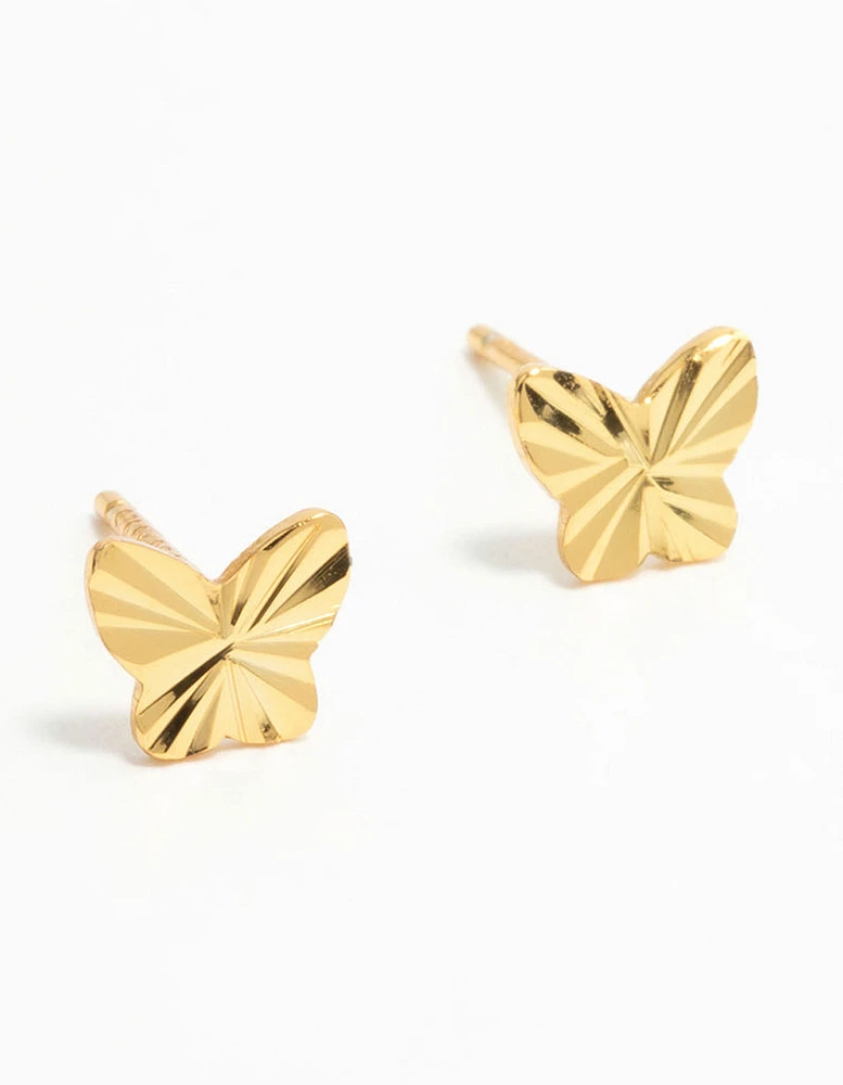 Gold Plated Sterling Silver Butterfly Stud Earrings