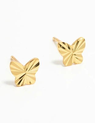 Gold Plated Sterling Silver Butterfly Stud Earrings