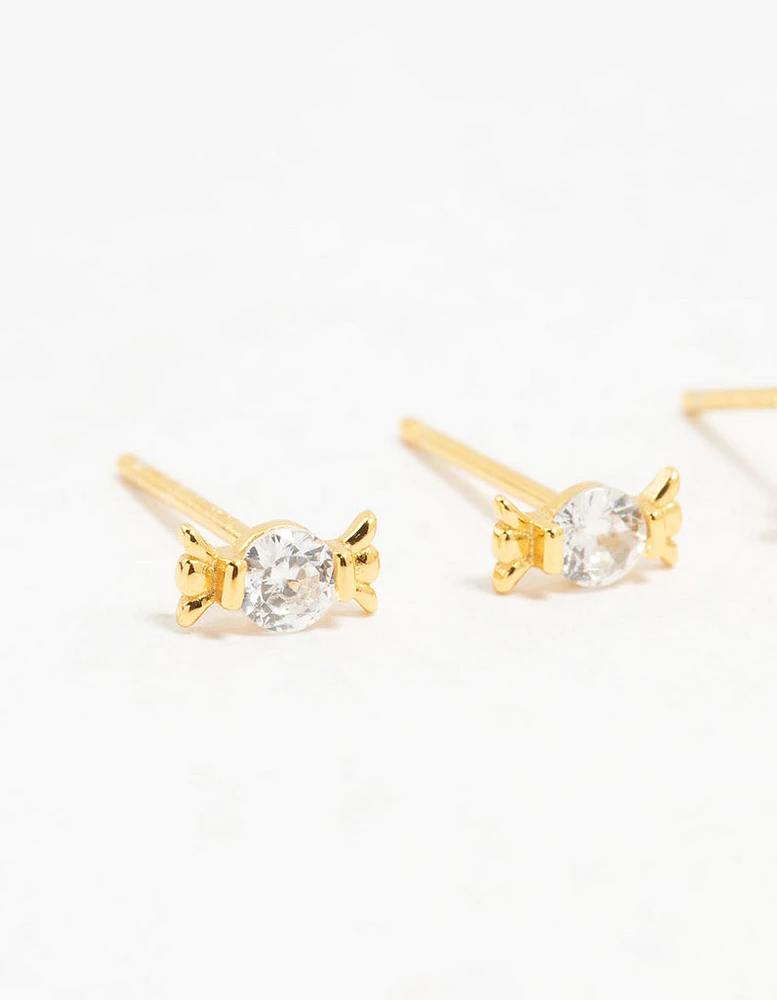 Gold Plated Sterling Silver Xmas Stud Earrings 2-Pack