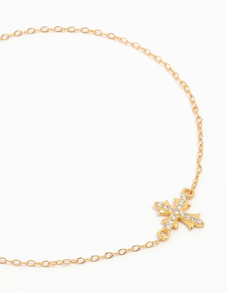 Gold Plated Sterling Silver Cross Bracelet