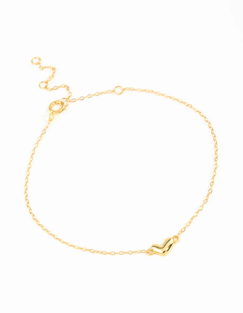 Gold Plated Sterling Silver Mini Heart Bracelet