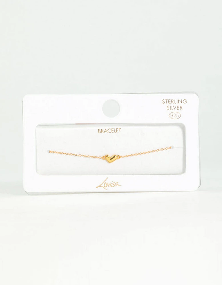 Gold Plated Sterling Silver Mini Heart Bracelet