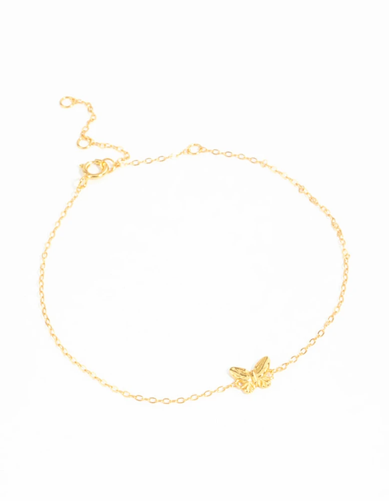 Gold Plated Sterling Silver Butterfly Bracelet