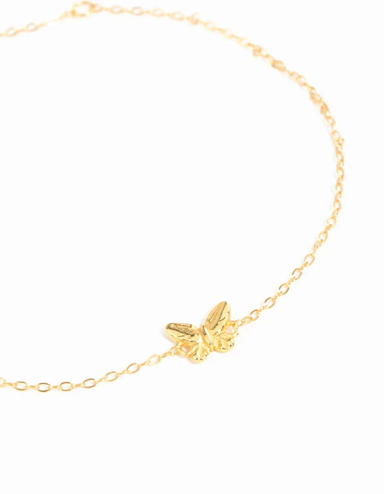 Gold Plated Sterling Silver Butterfly Bracelet