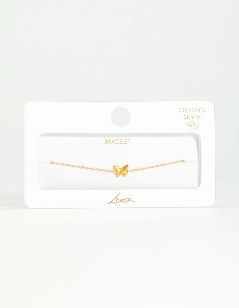 Gold Plated Sterling Silver Butterfly Bracelet